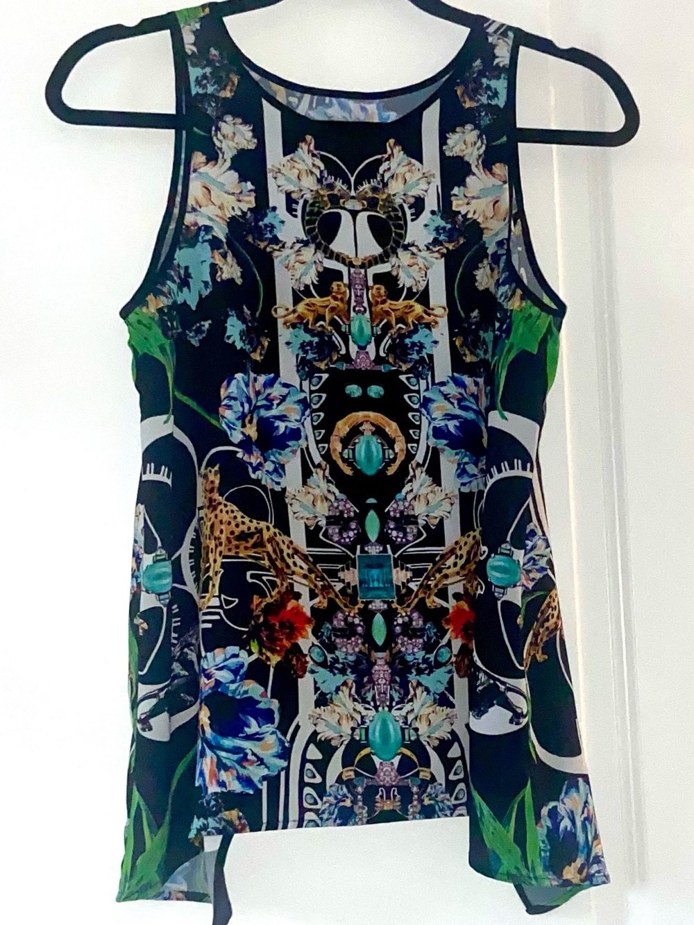 Clover Canyon Black Floral Print Sleeveless Tank Sz XS
